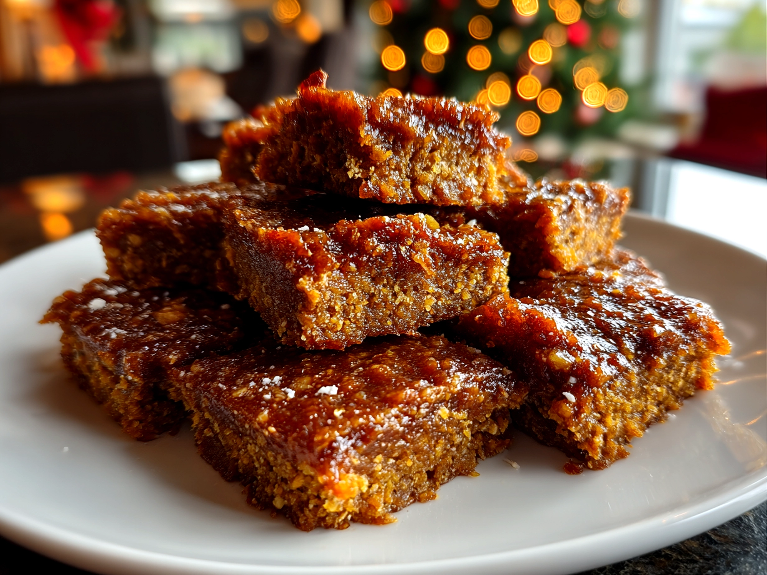 Beautiful homemade Gingerbread Protein Snacks on a white plate
