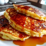 Delicious homemade chai spiced pancakes on a white plate