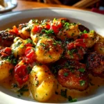 Freshly prepared Sausage Gnocchi on clean counter