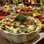 Freshly prepared Spinach Artichoke Dip on white plate