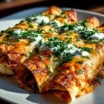 Home cook, taken with iPhone 14 Pro. Close-up slight angle of freshly prepared Sweet Potato Black Bean Enchiladas on white plate. Warm appetizing --ar 4:3 --style raw --s 250