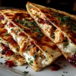 Homemade Turkey Cranberry Quesadilla Close-Up