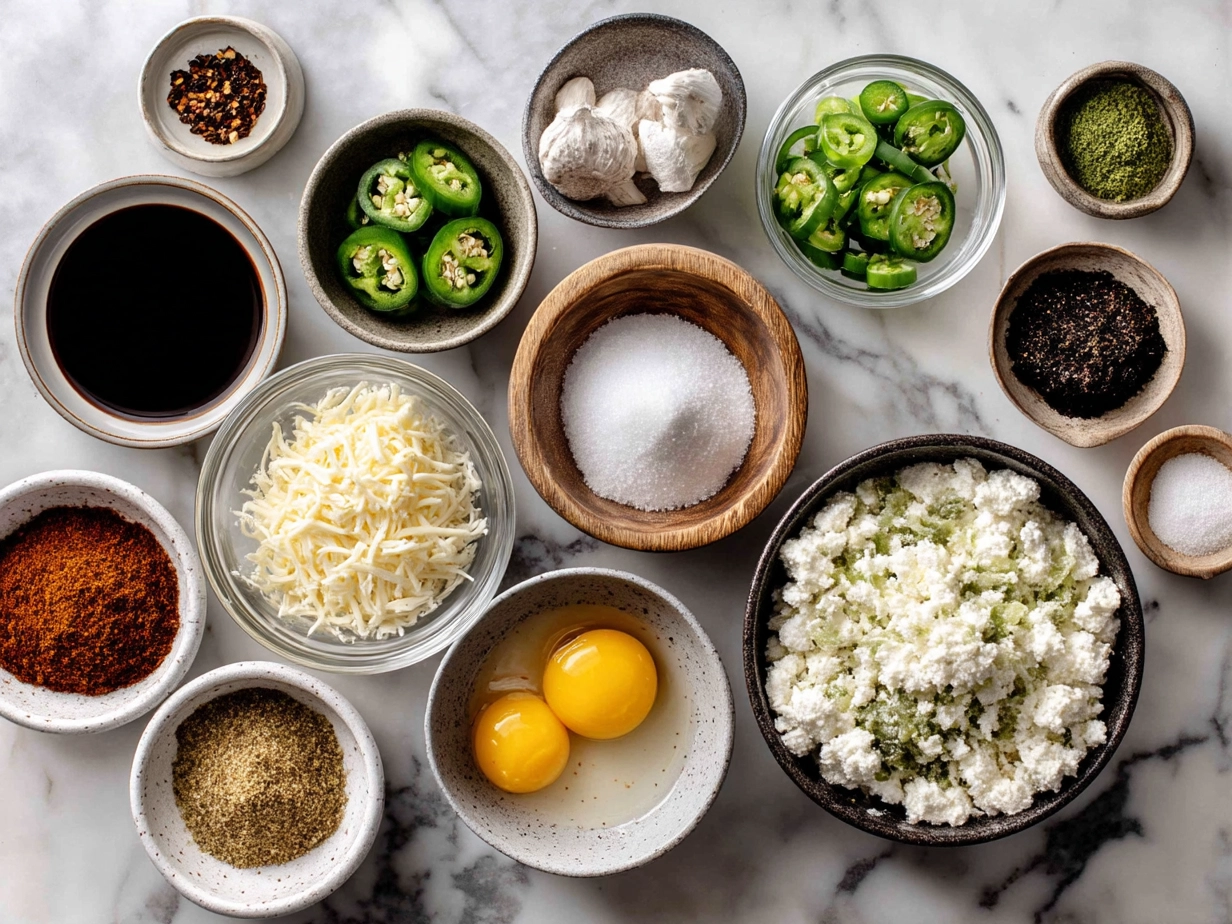 Ingredients for Jalapeño Popper Dip including cream cheese, cheddar, mozzarella, and jalapeños