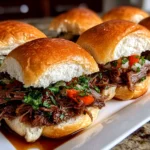 Slow Cooker Italian Beef Sandwiches Close-Up