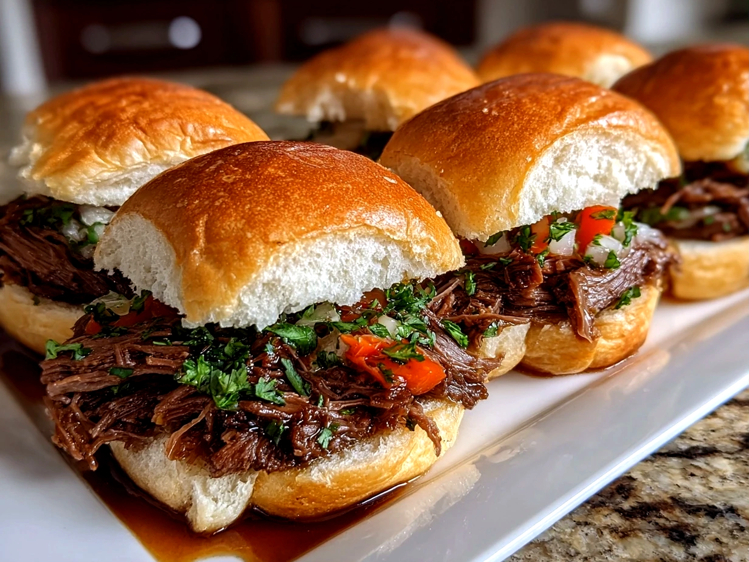 Slow Cooker Italian Beef Sandwiches Close-Up