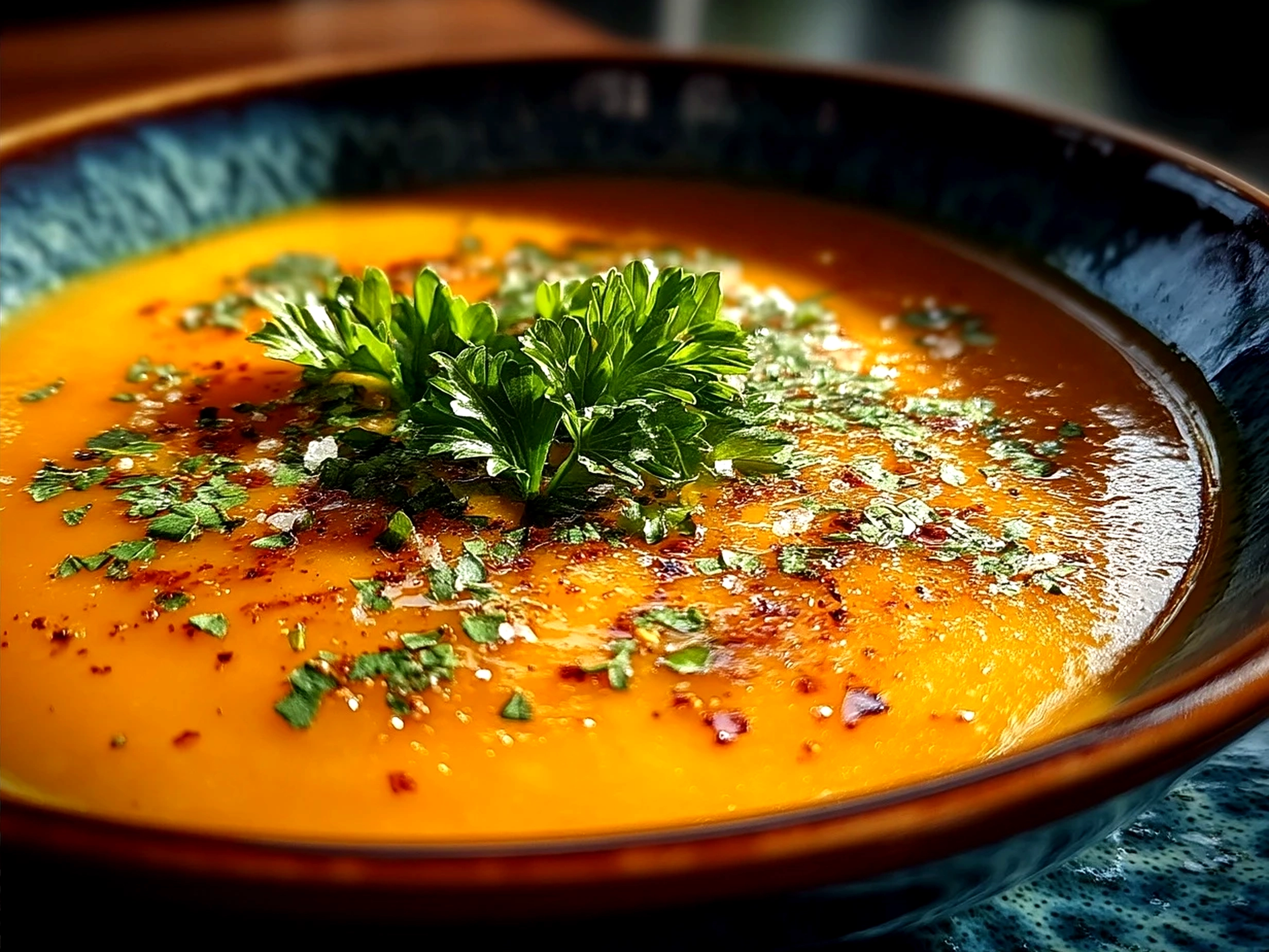 Serving a bowl of creamy Butternut Squash Soup