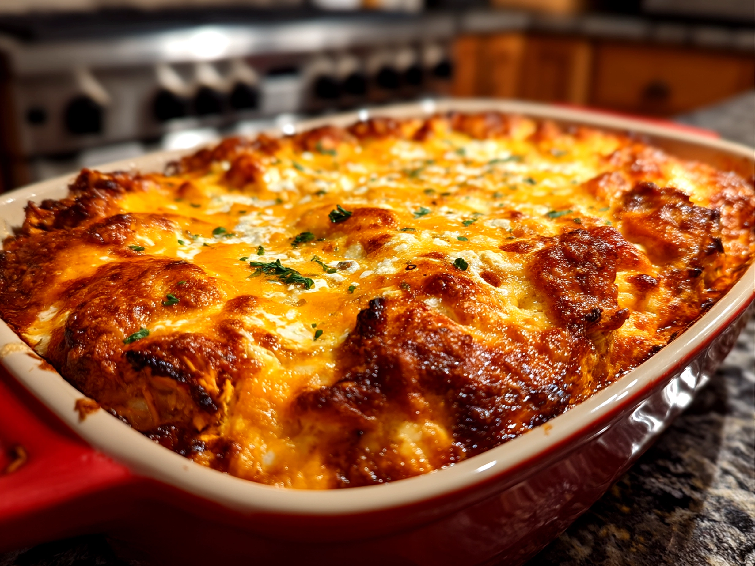 Serving of Shredded Chicken Enchilada Casserole with a side salad and fresh salsa